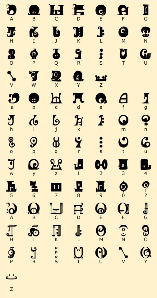 MadokaRunes 魔女文字与拉丁字母对照表